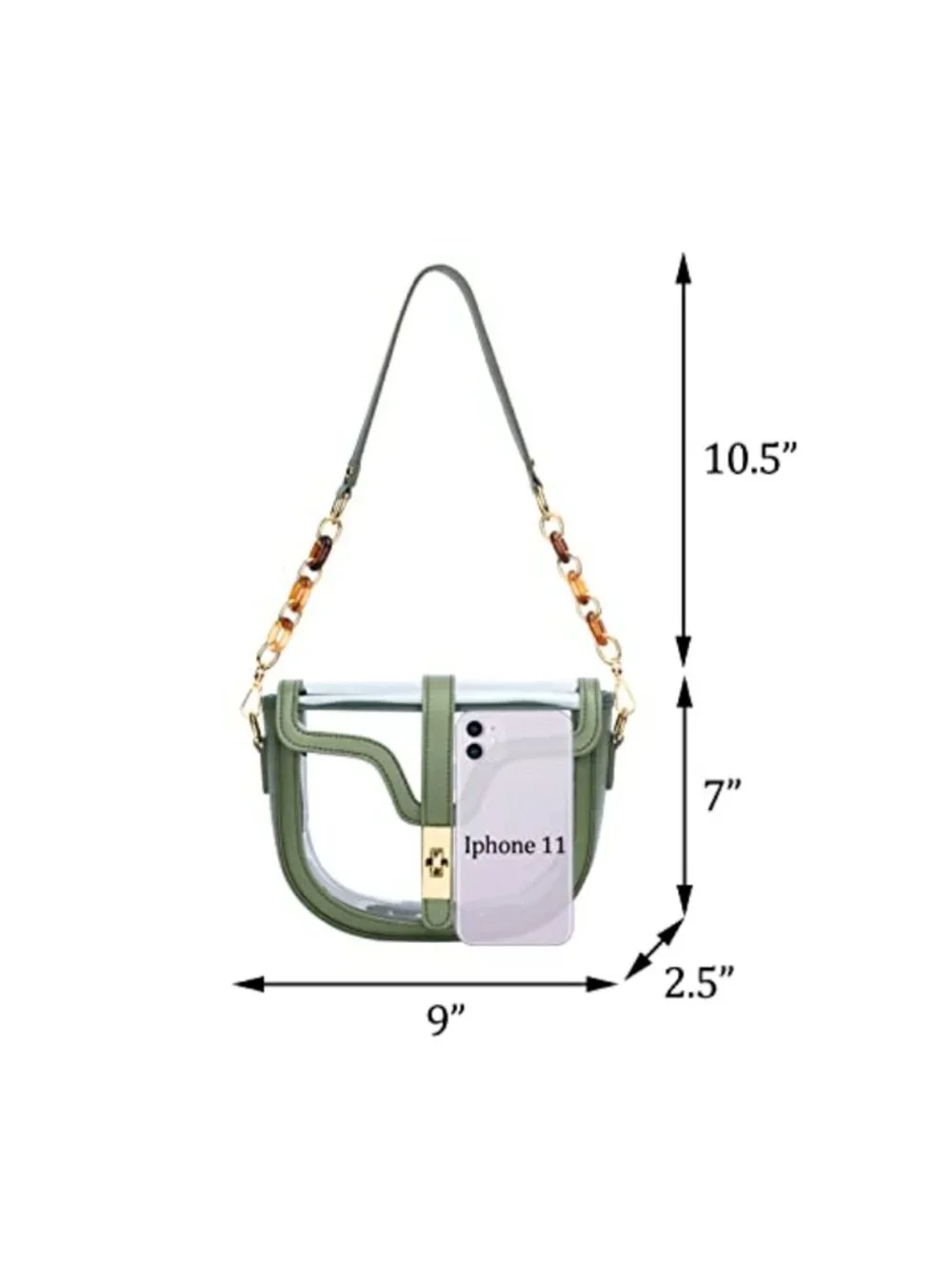 Clear PVC Crossbody Purse Stadium Approved Vegan Leather